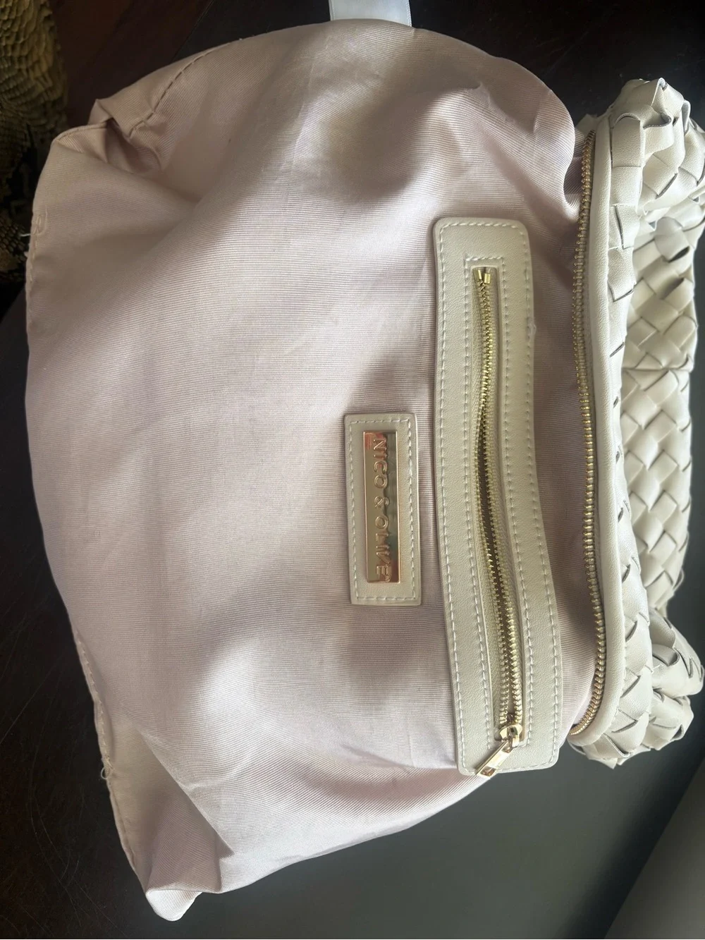 Nico & Olive Cream Woven Hobo Shoulder Bag